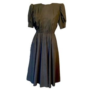 SOLD Vintage Cottagecore Faded Black Puff Sleeve Dress